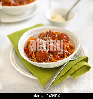 Spaghetti und Fleischbällchen, Teil Stockfoto