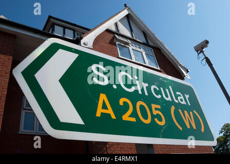 Melden Sie sich für den Süden Rundschreiben oder A205, Straße im Osten Glanz, London, england Stockfoto