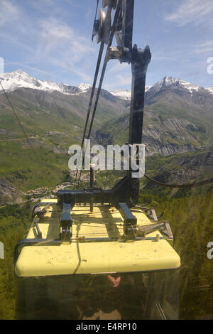 Seilbahn Bergfahrt La Meije in den französischen Alpen Stockfoto