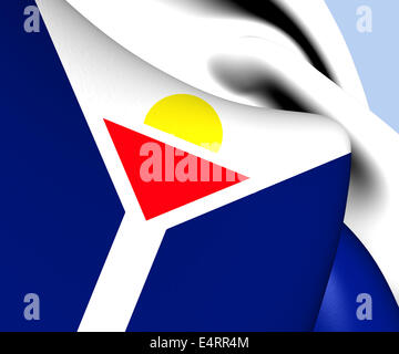 Flagge von Saint-Martin. Hautnah. Stockfoto