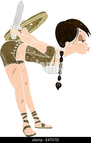 Wikinger Mädchen verbeugte sich Cartoon Stock Vektor