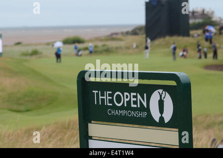 Royal Liverpool Golfclub, Hoylake, UK. 16. Juli 2014. Der offene letzte Praxis-Tag. Blick Richtung Mündung des Dee auf der diesjährigen Meisterschaft. Bildnachweis: Rsdphotography/Alamy Live-Nachrichten Stockfoto