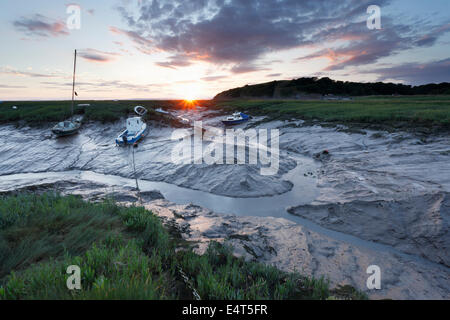 Clevedon Pille bei Ebbe, Sonnenuntergang. North Somerset, England, Vereinigtes Königreich. Stockfoto