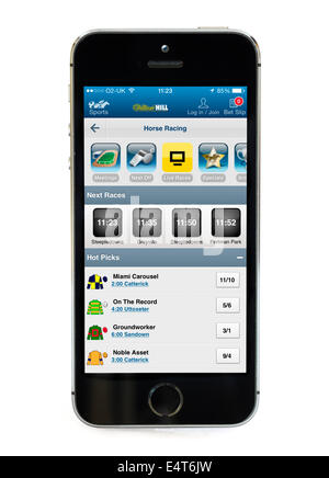 William Hill Wetten app auf einem Apple iPhone 5 s Stockfoto