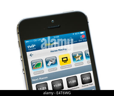 William Hill Wetten app auf einem Apple iPhone 5 s Stockfoto