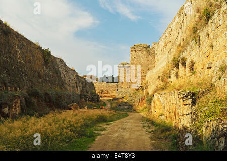 Stadtmauer von Old Town, Rhodos Stadt, Rhodos, Dodekanes, Ägäis sehen, Griechenland, Europa Stockfoto