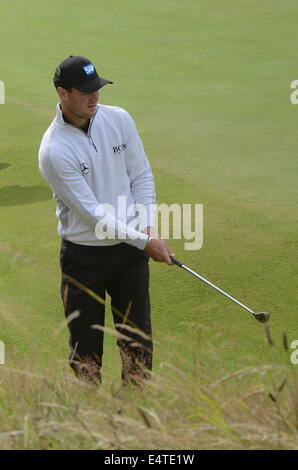 Royal Liverpool Golf Club, Hoylake, UK. 16. Juli 2014.  Martin Kaymer während seiner Praxis vor der Meisterschaft Runde beginnt Stockfoto