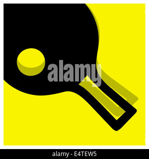 Tischtennis-Piktogramm gelb Stockfoto
