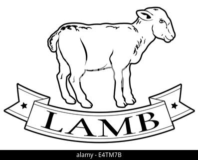 Lamm Fleisch essen Label ein Lamm und Banner Lesung Lamm Stockfoto