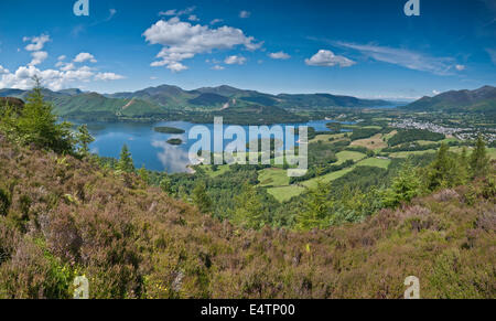 Derwent Water und Keswick aus Walla Crag, Lake District Stockfoto