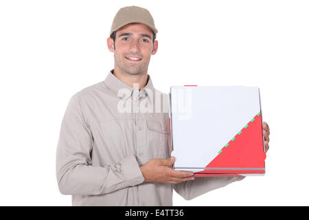 Ein Pizza-Bote. Stockfoto