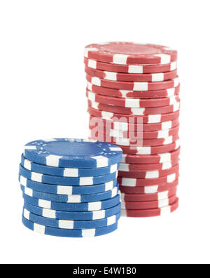 Zwei Stapel von Pokerchips Stockfoto