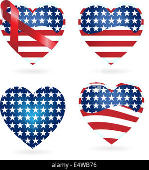 Amerikanische Herz mit Bändern Stockfoto