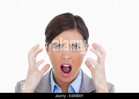 Nahaufnahme von wütenden schreien Unternehmer Stockfoto