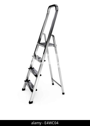 Treppe über weißem Hintergrund öffnen Stockfoto