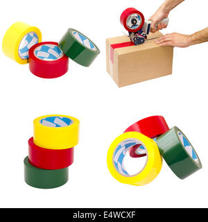 Satz von vier Bildern von Verpackungsmaterialien Stockfoto