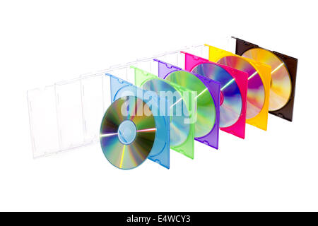 CD in farbigen Kästchen Stockfoto