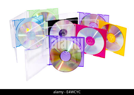 CD in der offenbarten Farbfeldern Stockfoto