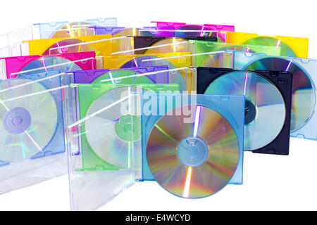 CD in der offenbarten Farbfeldern Stockfoto