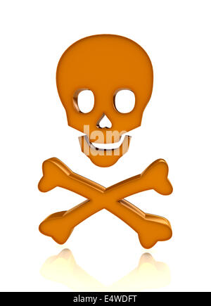 Totenkopf mit Knochen auf weißem Hintergrund Stockfoto