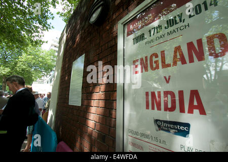 London, UK. 17. Juli 2014. Ersten Tag der zweiten Investec Testspiel zwischen Indien und England an Lords Cricket Ground Credit: Amer Ghazzal/Alamy Live-Nachrichten Stockfoto