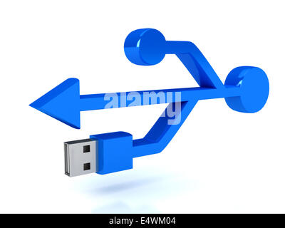 3D USB-Symbol über weiß Stockfoto