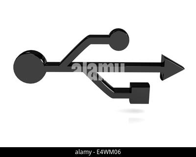 3D USB-Symbol über weiß Stockfoto