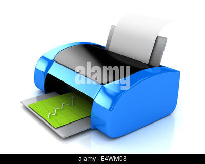 3D-Drucker blau auf weiß Stockfoto