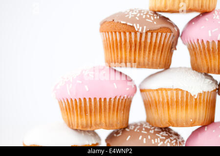 Hautnah auf einer Pyramide von muffins Stockfoto