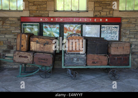 Wartezimmer am Bahnhof bei Beamish Open Air Living Museum. Stockfoto