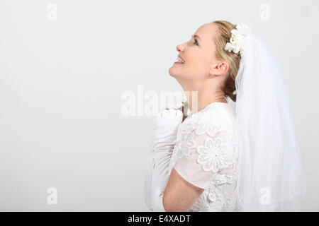 Studioaufnahme Profil einer Braut Stockfoto