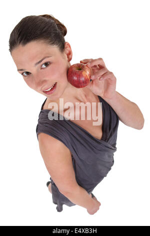 hohen Winkel Schuss von Frau mit Apfel Stockfoto