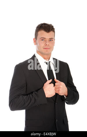 Gut aussehend Geschäftsmann im schwarzen Anzug Stockfoto