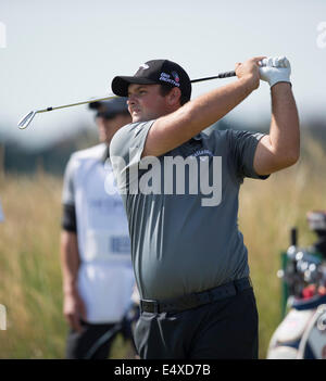 Hoylake, UK. 17. Juli 2014. Die Open Golf Championship. Patrick REED [USA] Abschlag am 7. Loch in der ersten Runde. Bildnachweis: Action Plus Sport Bilder/Alamy Live News Stockfoto