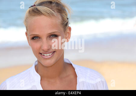 Blonde Frau Gesicht Stockfoto