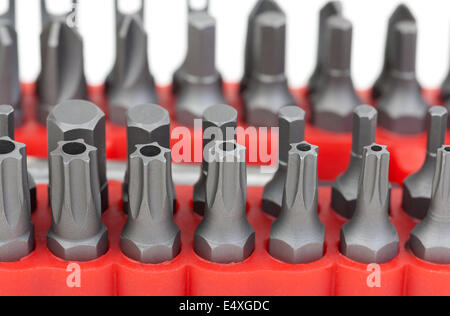 Reihe von verschiedenen Größen Torx bits Stockfoto