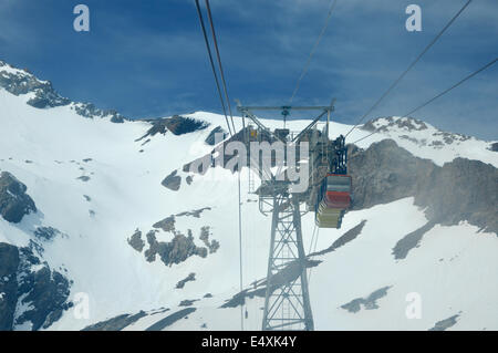 Seilbahn Bergfahrt La Meije in den französischen Alpen Stockfoto