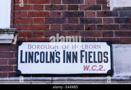 Lincolns Inn Felder Straßenschild - London Stockfoto