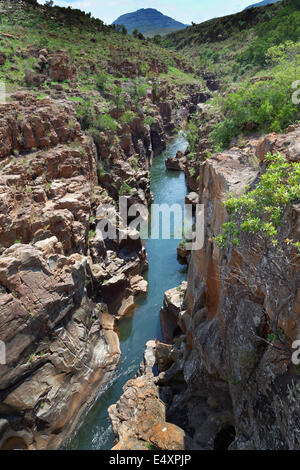 Fluss fließt durch eine felsige Schlucht Stockfoto