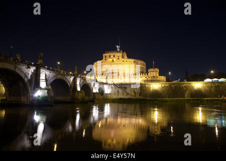 Italien. Rom. Nacht. Castel Sant' Angelo Stockfoto