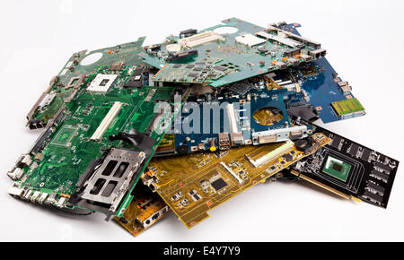 Haufen von Notebooks Mainboards Stockfoto