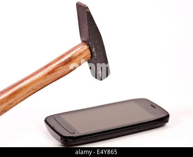 Hammer und Telefon Stockfoto