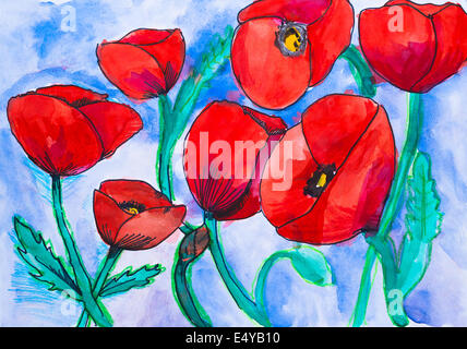 Aquarell Blumen Stockfoto