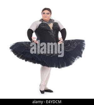 Drag-Queen in einem Tutu tanzen Stockfoto