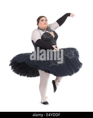 Drag-Queen in einem Tutu tanzen Stockfoto