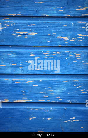 Textur von blau lackierten hölzernen Planken Stockfoto