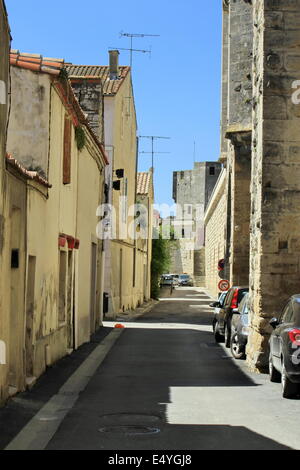 Straße in Aigues-Mortes, Frankreich Stockfoto