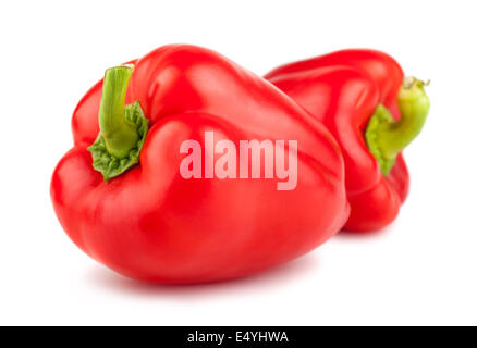 Zwei rote Reife Paprika Stockfoto