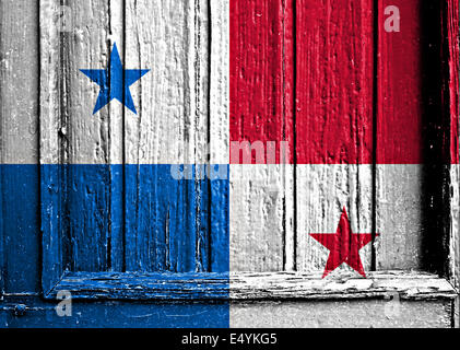 Flagge von Panama bemalt auf Holzrahmen Stockfoto