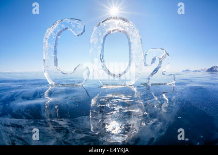 Eisige chemische Formel von Kohlendioxid CO2 Stockfoto